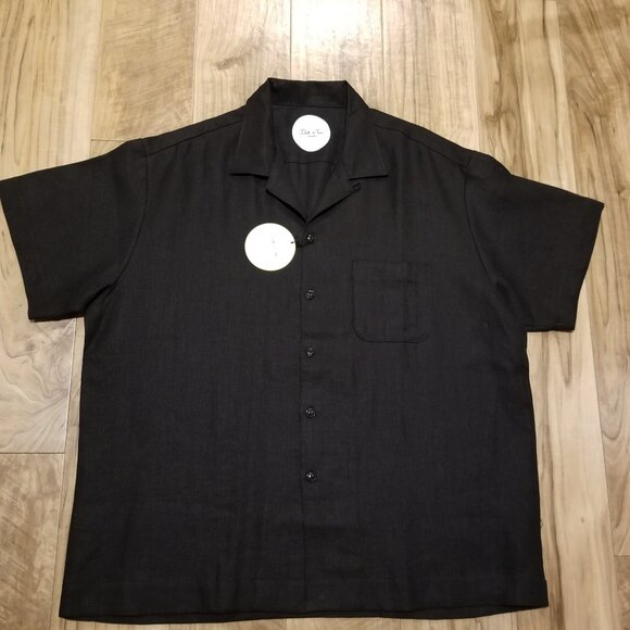 Death To Tennis Japan XL Black Linen Dress Shirt Elevated Streetwear Urban Chic